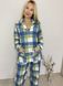 Warm women's pajamas with a jacket made of flannel, blue and green checkered, home wear, S