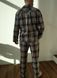 Men's pajamas made of Italian cotton in a brownish-gray cage, home clothes, XL