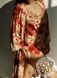 Golden kimono robe with red flowers from Italian viscose, S