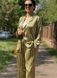 Pajama-style suit "Tuscan Olive" made of viscose satin, pajamas, S