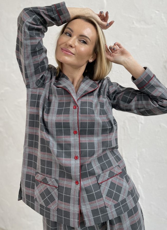 Women's warm flannel pajamas "Kalynovy Serpanok", homewear, 2XL