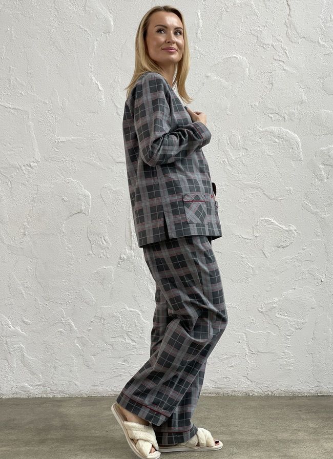 Women's warm flannel pajamas "Kalynovy Serpanok", homewear, 2XL