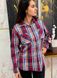 Women's shirt made of Italian cotton, burgundy and blue checkered, S