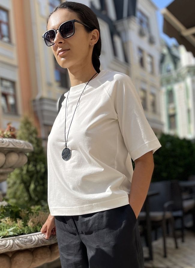 White women's raglan T-shirt in a shade of "champagne", *S-8XL(10 days)