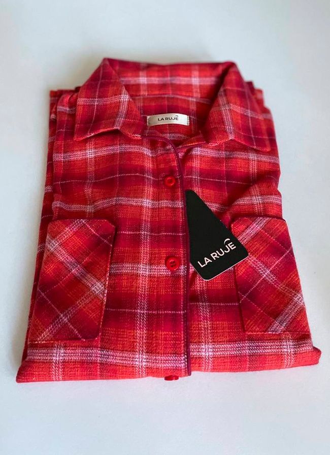 Women's pajamas warm in a pomegranate cage made of Italian flannel, home clothes, One size