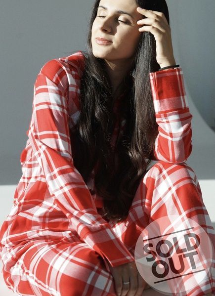 Домашній костюм жіночий з сорочкою в червону клітину, одяг для дому 2007.3004.833.S фото