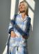 Warm women's pajamas made of flannel in a blue and grey cage, home clothes, S