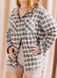 Women's warm shirt made of Italian flannel olive and beige checkered, S