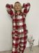 Warm women's pajamas with a jacket made of flannel in a red-beige cage, home clothes, S