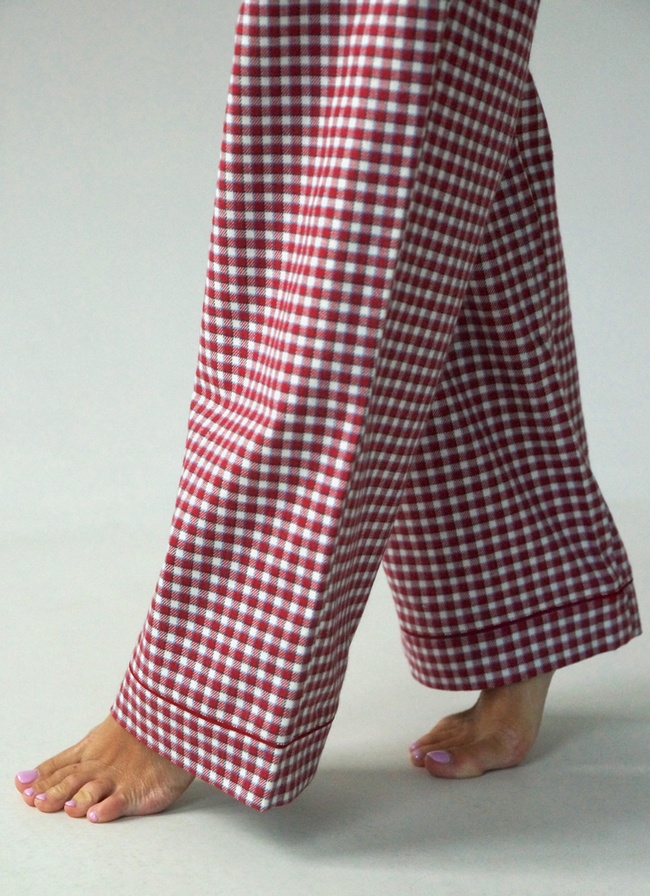 Warm women's pajamas with a jacket made of Italian flannel red checkered, home clothes, 3XL