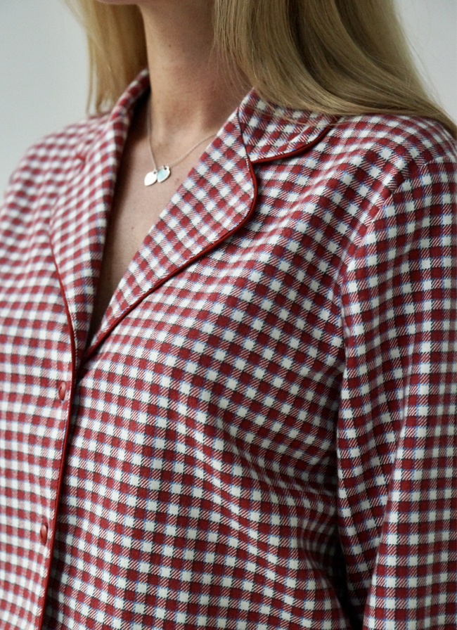 Warm women's pajamas with a jacket made of Italian flannel red checkered, home clothes, 3XL