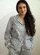 Warm women's pajamas with a jacket made of flannel in a gray-white small cage, home clothes, S