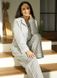 Warm women's pajamas with a jacket made of flannel in a gray-white small cage, home clothes, S