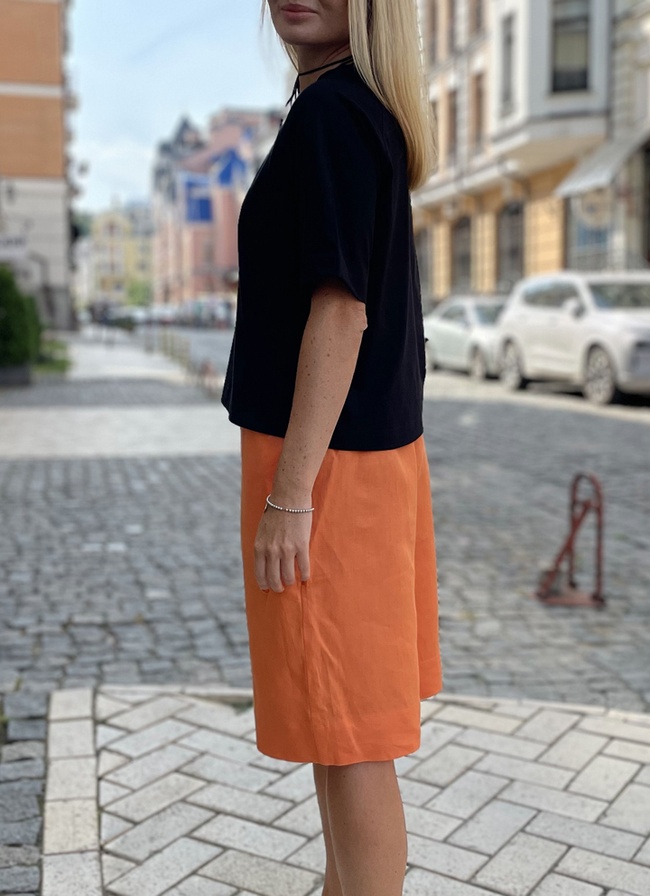 Bermuda shorts made of Italian linen, women's orange, S