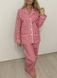 Warm women's pajamas with a jacket made of flannel in a red and white small cage, home clothes, S