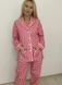 Warm women's pajamas with a jacket made of flannel in a red and white small cage, home clothes, S