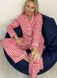 Warm women's pajamas with a jacket made of flannel in a red and white small cage, home clothes, S