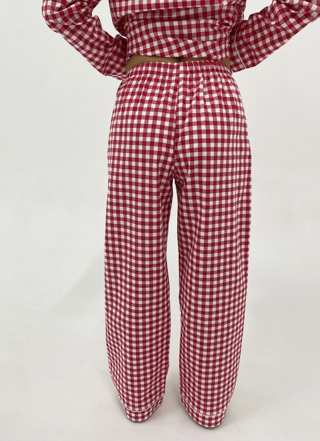 Warm women's pajamas with a jacket made of flannel in a red and white small cage, home clothes, *S-8XL(10 days)