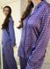 Pajama-style suit with purple diamond print edging, S