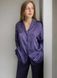 Pajama-style suit with purple diamond print edging, S