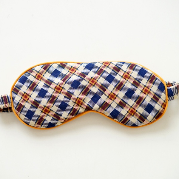 copy_Sleep mask made of delicate flannel in an blue-yellow check, One size