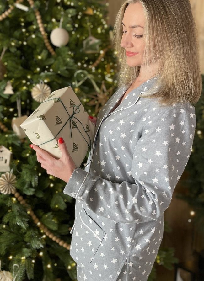 Women's pajamas warm from flannel star, clothes for home, *S-8XL(10 days)