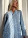 Warm women's pajamas with a jacket made of flannel blue with flowers, home clothes, S