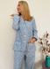 Warm women's pajamas with a jacket made of flannel blue with flowers, home clothes, *S-8XL(10 days)