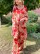 Pants made of silky viscose, in red flowers "Malva", 2XL