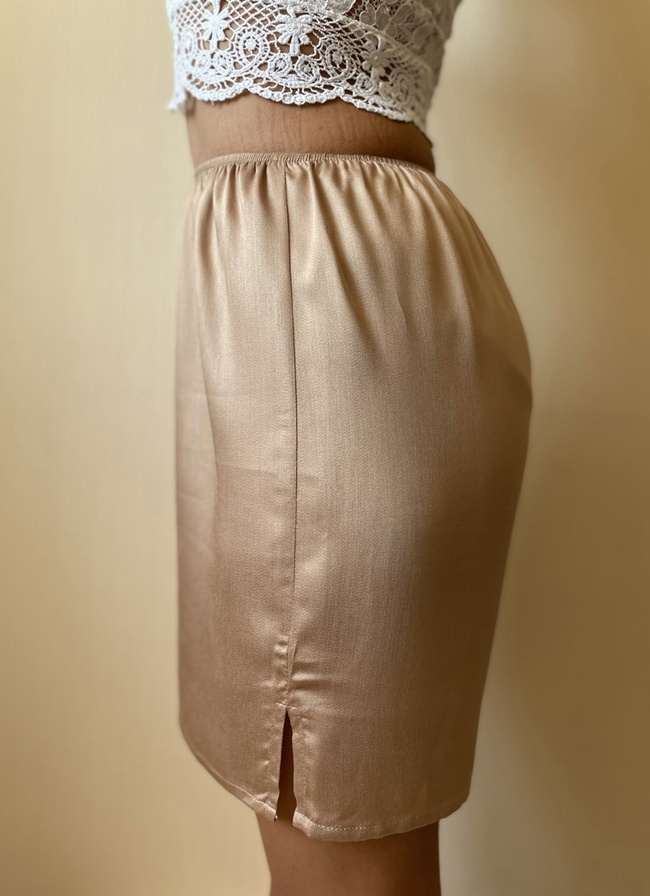 Elongated shorts with inserts against thigh rubbing satin viscose, 4XL